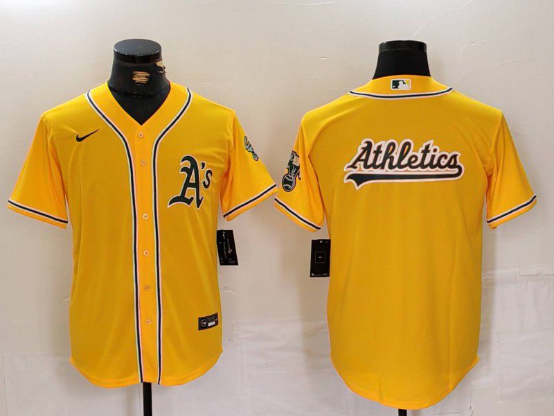 Men Oakland Athletics Blank Yellow Game 2024 Nike MLB Jersey style 3